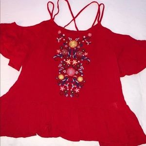 Red off the shoulder top